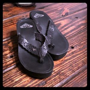 Roxy wedge flip flops
